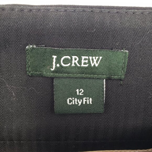 J. Crew City Fit Pleated Dress Pants 12 Tapered Leg Ankle High Rise Waist Black - Picture 7 of 8